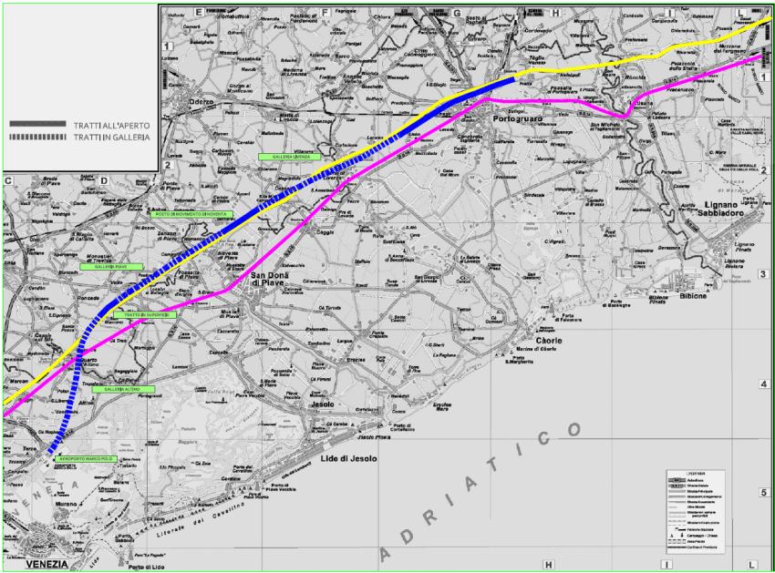 LINEA ALTA VELOCITA VENEZIA-TRIESTE TRACCIATI ALTERNATIVI Di seguito vengono descritte le soluzioni di tracciato proposte in alternativa a quello di progetto preliminare.