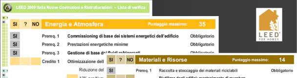 valutazione LEED non certifica i materiali, ma la scelta dei