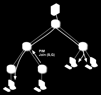 Multicast Intra dominio PIM SM::Costruzione dell albero di distribuzione Non tutti i passaggi visti sono sempre necessari: Se, durante la propagazione dei PIM Join per (S,G), s incontra un router che