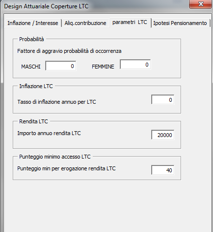 Le Schede di Gestione delle Variabili Gestione Parametri LTC Personalizzazione Prob.