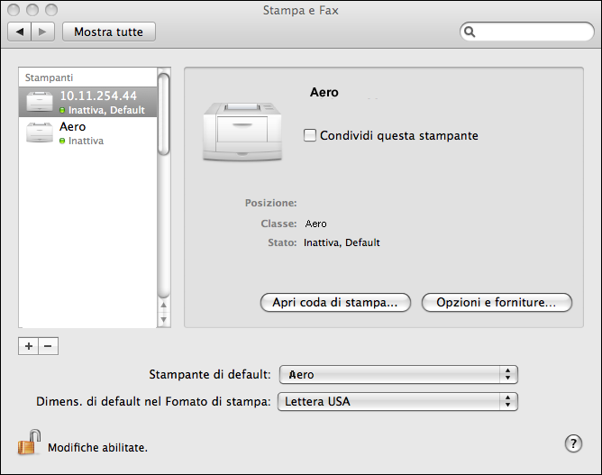 MAC OS X 29 Selezione di EX700i dall elenco Stampante Prima di stampare un lavoro, è necessario selezionare EX700i dall elenco Stampante.