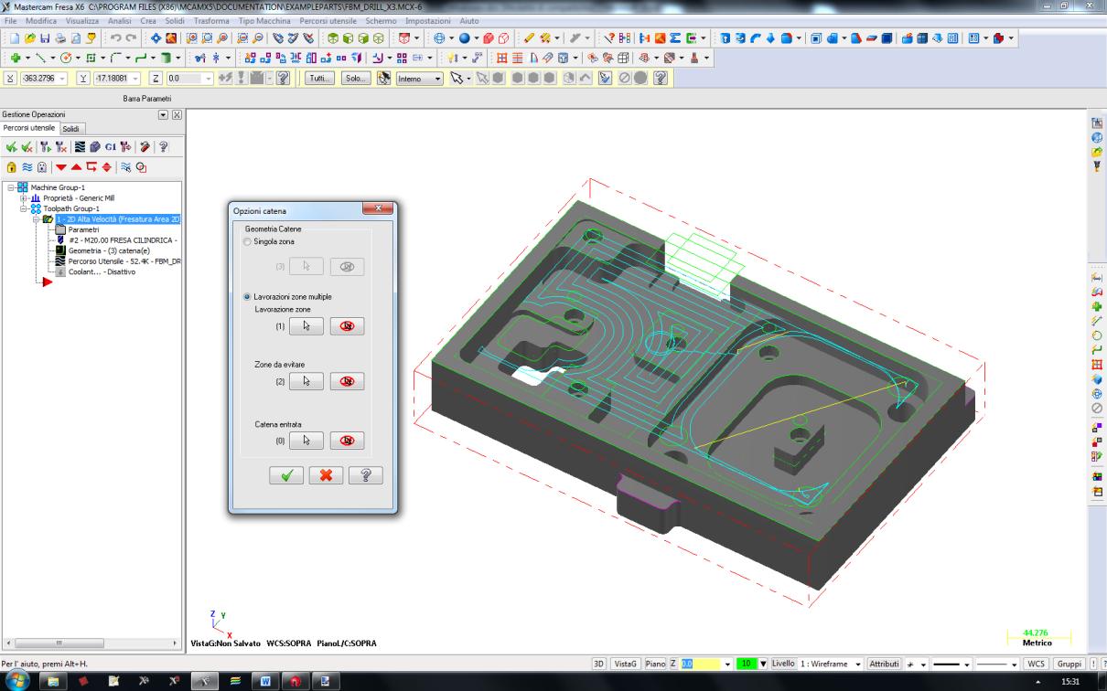 Migliorie Mill/Router 2D Nuovo Concatenamento 2D HST Le nuove opzioni concatenamento regione concatenamento in Mastercam X6 vi permettono di avere maggior controllo sulle aree da lavorare ed aree da