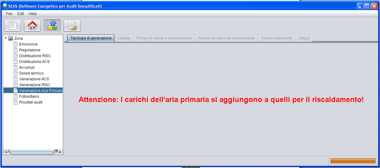 Nel caso in cui non sia presente l impianto di aria primaria e ci sia un generatore combinato per i servizi di riscaldamento e produzione di ACS, nella successiva scheda di generazione verrà chiesto