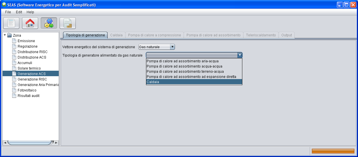 ACCORDO DI PROGRAMMA MSE-ENEA combinato (produzione di ACS e riscaldamento con lo stesso generatore) l auditor dovrà compilare solamente questa scheda.