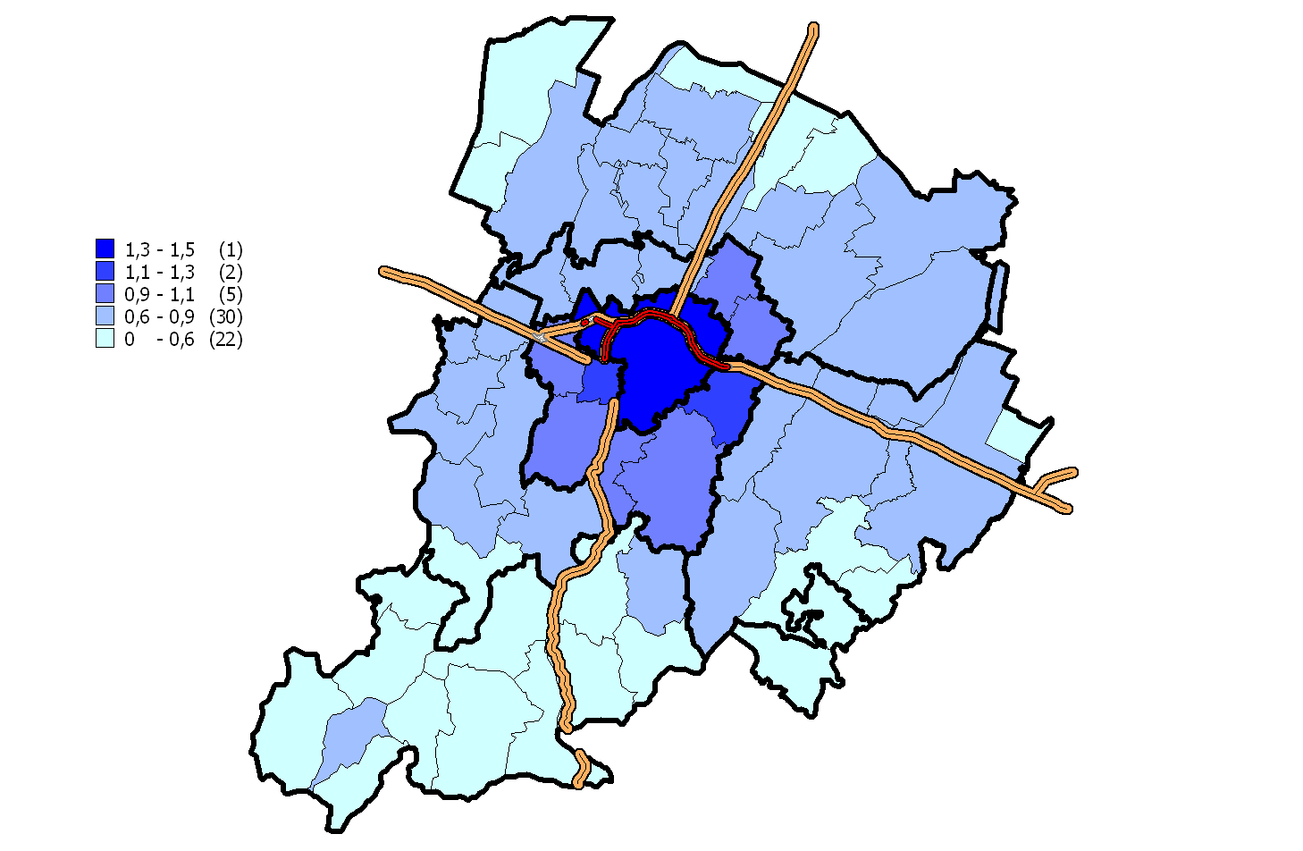 Figura 6: Mappa della distribuzione comunale estre Figura 7: Mappa dei