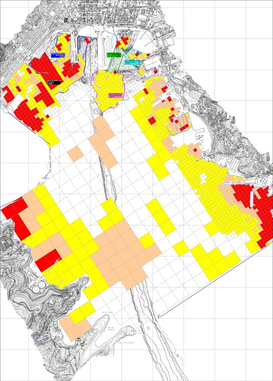 Progetto preliminare di bonifica Aree rosse: concentrazioni di inquinanti > tab.1 col.