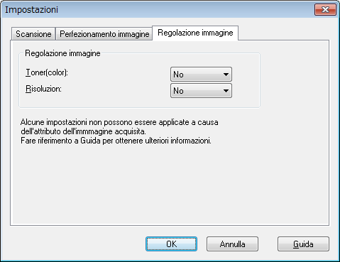 Modifica delle impostazioni 5 5.5 Modifica della risoluzione delle immagini In questa sezione viene spiegato come modificare la risoluzione delle immagini del documento.