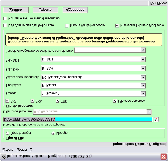 IMPORTAZIONE FATTURE BROGLIACCI (A00807.01) Sono state apportate alcune migliorie alla maschera Importazione Fatture Brogliacci, richiamabile dal menu Vendite Import./Esport.