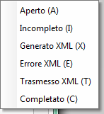 Durante l importazione ogni fattura viene controllata per verificare se i dati sono sufficienti a generare il file XML. Quindi sull elenco compare lo stato.