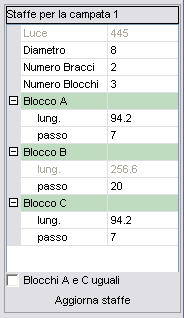 Nel caso di armature di nuovo inserimento realizzate dall utente, verrà visualizzato l ambiente grafico (trattato in seguito). Elimina : Consente la cancellazione delle armature.