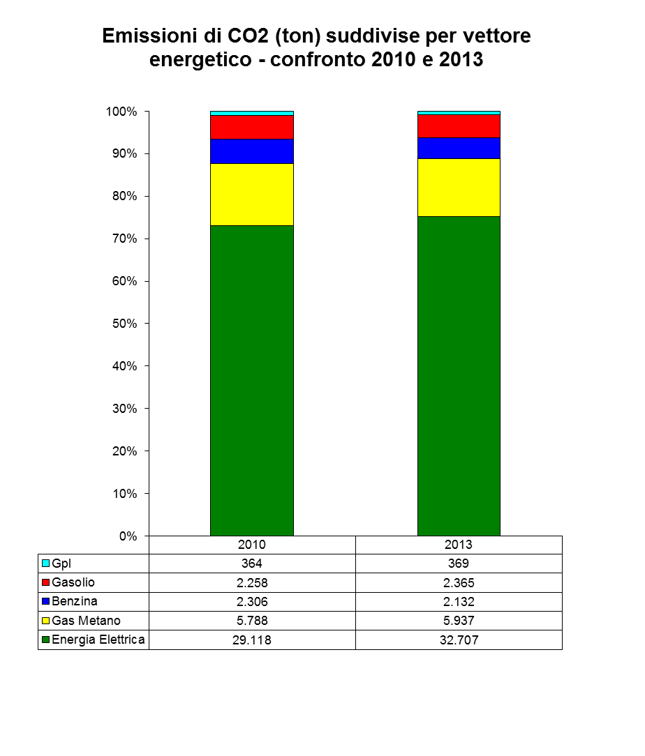 Da quest ultimo grafico si evince che l energia elettrica risulta essere il vettore che maggiormente