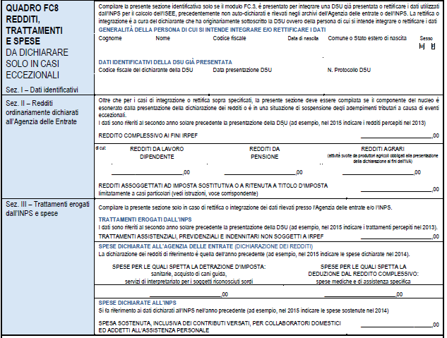 Sezione FCIII Redditi da