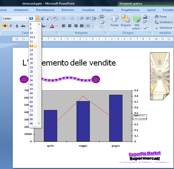 AM6 Strumenti di presentazione livello avanzato 29 AM6.4 Grafici e diagrammi AM6.4.1 Usare i grafici AM6.4.1.1 Formattare titoli di grafici, legenda, etichette di dati, etichette degli assi.