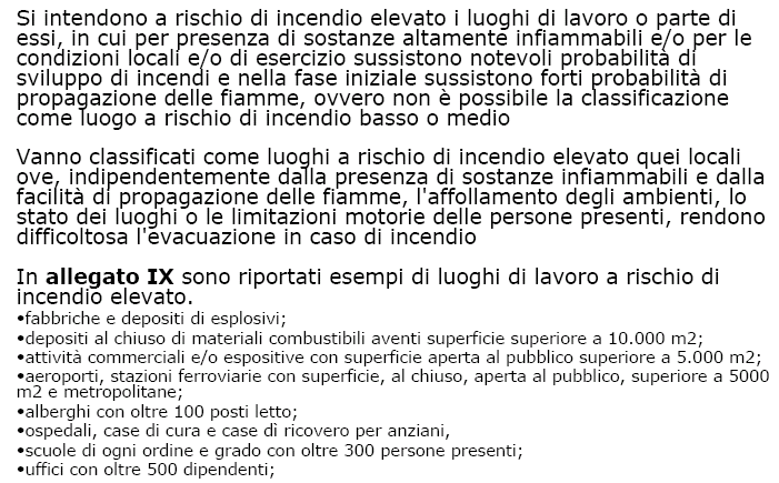 CLASSIFICAZIONE DEL LIVELLO DI RISCHIO DI INCENDIO 10