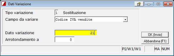 MODIFICA AUTOMATICA DEL CODICE IVA SUGLI ARTICOLI DI MAGAZZINO Archivi Elaborazione articoli Variazione automatica articoli Impostare i filtri in modo da richiedere solo gli articoli con codice iva