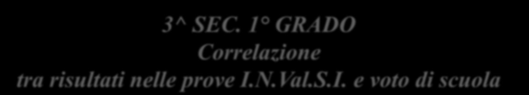 3^ SEC. 1 GRADO Correlazione tra risultati nelle prove I.