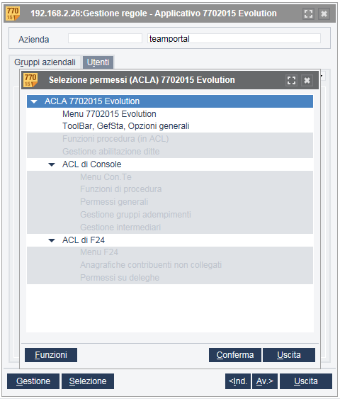 PORTALE ACLAPG 12 Utenti portale: permessi applicativi ACLAPG La gestione dei permessi di accesso agli applicativi all interno del portale (ACLAPG) consente l impostazione di permessi inerenti la