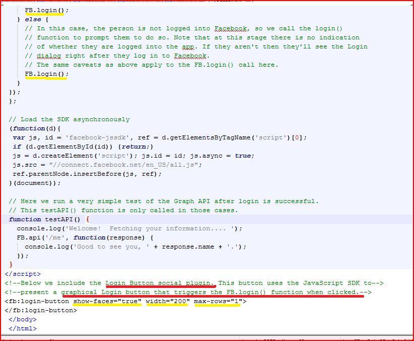 Questo è lo script che viene generato direttamente dal sito come spiegato in precedenza e in questo particolare caso rappresenta un LOGIN BUTTON che, se premuto, chiama la funzione FB.
