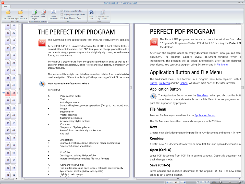 Funzionalità del programma Le principali nuove funzionalità Altre nuove funzionalità Migliora significativamente le prestazioni nel caricare e mostrare file PDF Confronto di file PDF: localizzazione