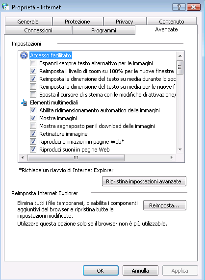Aumentare la protezione Aprire Internet Explorer 7.