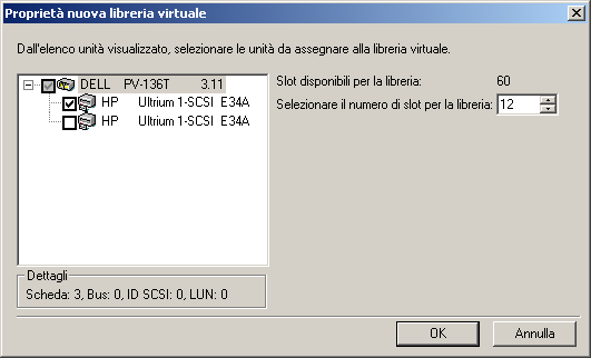 Configurazione di una libreria virtuale di CA ARCserve Backup 4. Selezionare l'unità o le unità e l'intervallo di slot che si desidera assegnare all'unità e fare clic su OK.