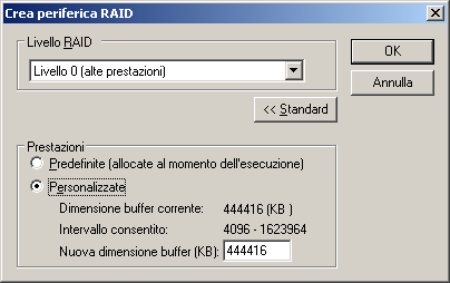 Gestione delle periferiche controllate da Gestione archivi rimovibili 3. Selezionare la configurazione RAID dall'elenco, scegliere Proprietà, quindi fare clic su Altro.