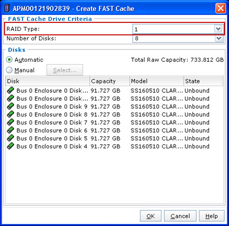 Capitolo 5: Linee guida per la configurazione di VSPEX Configurazione di FAST Cache Per configurare la FAST Cache nello storage pool per questa soluzione, completare la seguente procedura: 1.