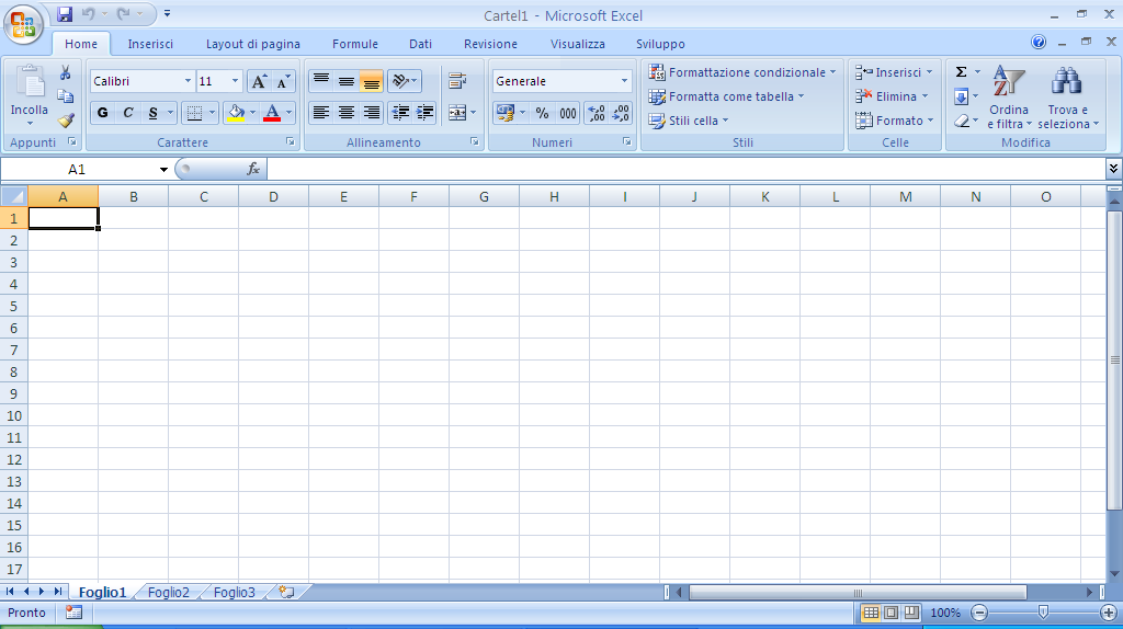 Modulo 4 - Nuova ECDL G. Pettarin Spreadsheet Capitolo 1 Il foglio di Excel In questo capitolo sono illustrati i comandi iniziali per poter lavorare con il programma Excel versione 2007.