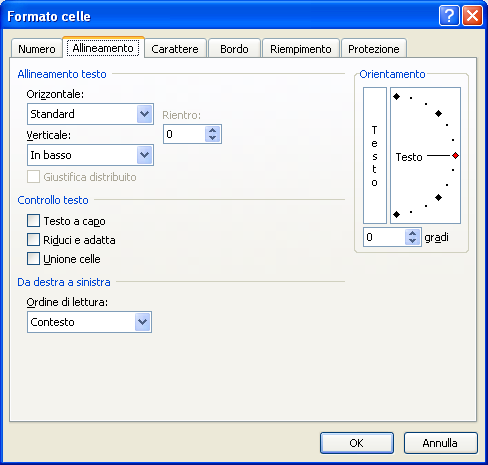 G. Pettarin Spreadsheet Modulo 4 - Nuova ECDL Allineamento La scheda Allineamento permette di specificare come deve essere allineato ed orientato il testo contenuto nelle celle.