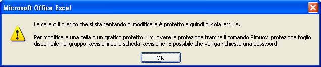 G. Pettarin Spreadsheet Modulo 4 - Nuova ECDL Finestra Proteggi foglio Se cerchi di modificare una cella bloccata apparirà il seguente messaggio.