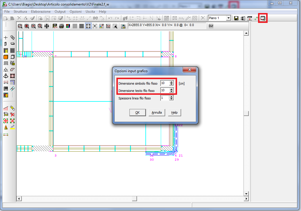 Passo 3 - Inserimento pareti. Questa fase si realizza utilizzando le normali funzioni di costruzione del modello.