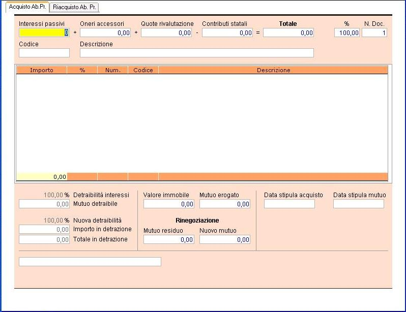 Gestione Dichiarazioni 30 Importo = valore della singola spesa % = percentuale proposta a 100, modificabile N.Doc. = numero dei documenti proposti uguali a 1 Cod.