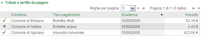 Tributi e tariffe [ >Disposizioni >Pagamenti >Tributi e tariffe] Con la funzione Tributi e tariffe potete pagare i tributi e le tariffe dei comuni.