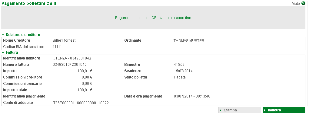 Per confermare il pagamento della bolletta inserite la Password, che avete generato con la carta e il lettore, e cliccate Conferma.