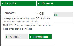 Allineamento archivi [ >Disposizioni >Incassi >Allineamento archivi] Con la funzione allineamento archivi potete trasmettere ordini permanenti RID dei Vostri clienti in modo elettronico.