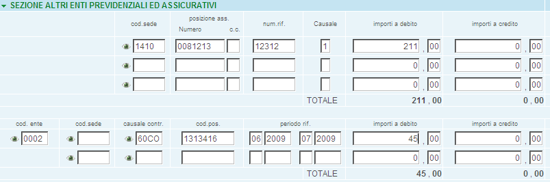 Inserisca nella sezione Regioni il codice tributo e gli importi. Attenzione i codici tributo devono essere validi per la sezione regioni.