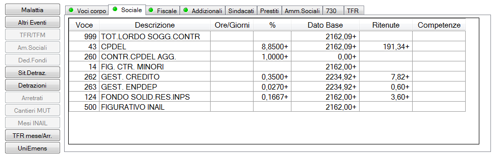 Come si può notare, gli imponibili contributivi per il Credito e per l'enpdep sono variati.