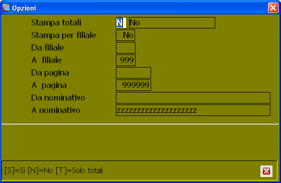 MOD770 STAMPA Con la funzione Opzioni è possibile scegliere se stampare o meno i totali, se stampare i