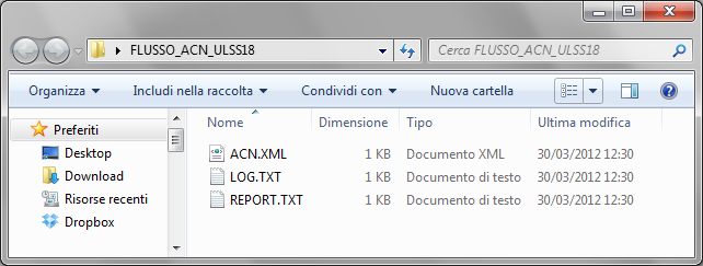 Utilizzo Eseguire il programma esterno Flusso ACN ULSS 18 RO con un doppio clic sulla relativa icona creata sul Desktop dalla procedura di installazione. Nella finestra che comparirà a video: 1.