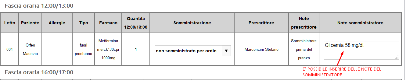 Somministrazioni Da questa scheda è possibile eseguire la somministrazione dei farmaci prescritti e visualizzare le somministrazioni precedenti, direttamente dalla cartella Infermieristica per ogni