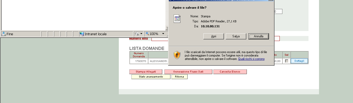 G G Cliccare Stampa allegati per produrre il documento in formato PDF da allegare come parte integrante e sostanziale all atto di liquidazione.