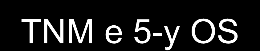 TNM e 5-y OS Stadio IA IB IIA IIB IIIA IIIB IV TNM T1N0M0 T2N0M0 T1N1M0 T2N1M0 or T3N0M0 T1-3N2M0