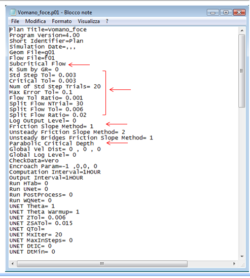 Figura A6. Informazioni contenute nel file.f01 I files.g01 e.f01 sono combinati nel Plan,.