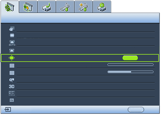 Uso dei menu Il proiettore è dotato di menu OSD (On-Screen Display) che consentono di effettuare regolazioni e selezionare varie impostazioni. Qui sotto trovate una panoramica del menu OSD.