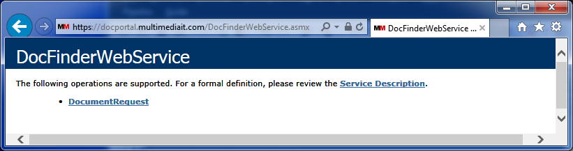 2. DOCFINDER WEB SERVICE Il servizio web è raggiungibile come subrisorsa /DocFinderWebService.asmx dell URL del sever di DocPortal, esempio: https://docportal.miodominio.dom/ DocFinderWebService.