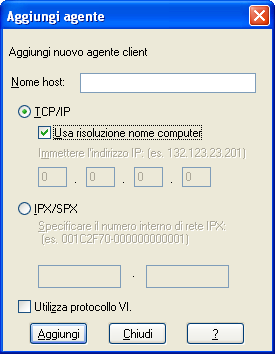 Aggiunta di agenti client Per aggiungere manualmente gli agenti client 1. Aprire la finestra di Gestione backup e fare clic sulla scheda Origine. 2.