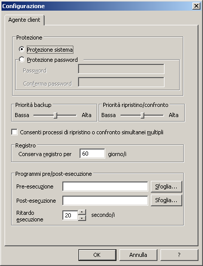 Configurazione dell'agente client per Windows Utilizzo di Amministrazione agente di backup per impostare i parametri Windows Come accedere ai parametri dell'agente client per Windows 1.