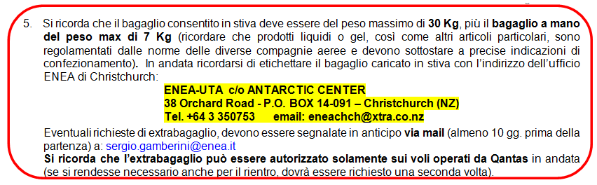 LETTERA RIPORTANTE IL PIANO DI VOLO E LE INDICAZIONI