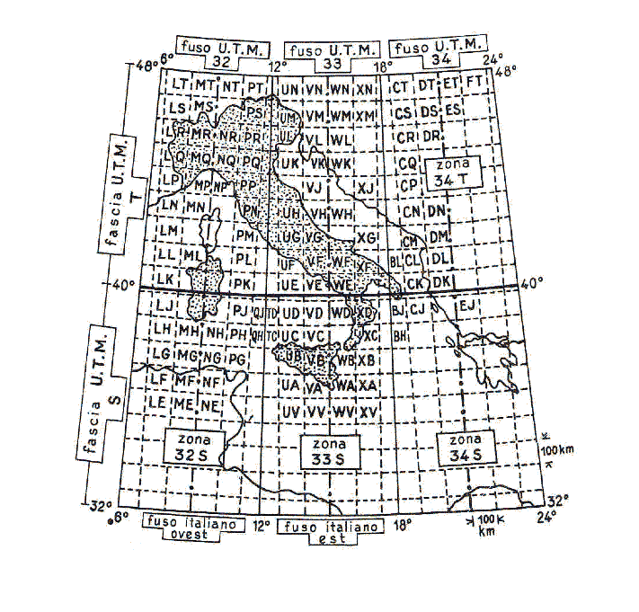 Proiezione UTM L Italia è compresa nei fusi 32 33 e per