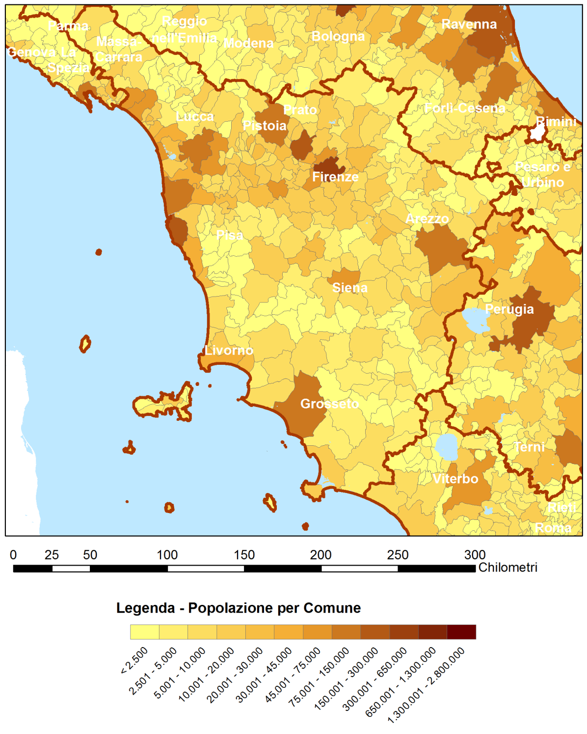 Regione Toscana Pag. 19 Figura 4-2 - Densità antropica totale nel 2000 in Toscana 6 4.